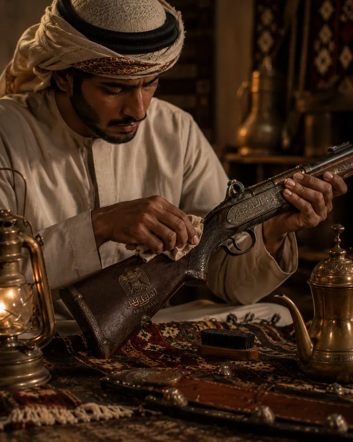 العناية ببندقية قديمة من مقتنيات المجلس